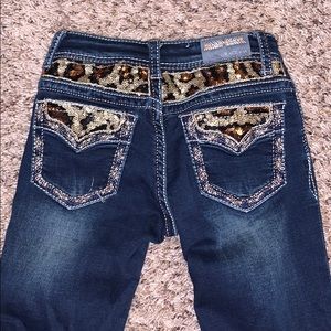 Leopard sequin pocket jeans